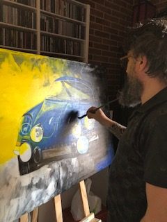 Toile tendu sur châssis peinture acrylique faite par SEB
Alpine Renault
Visible chez l'encadreur sur le remblai des Sables d'Olonne (4h de Paris)