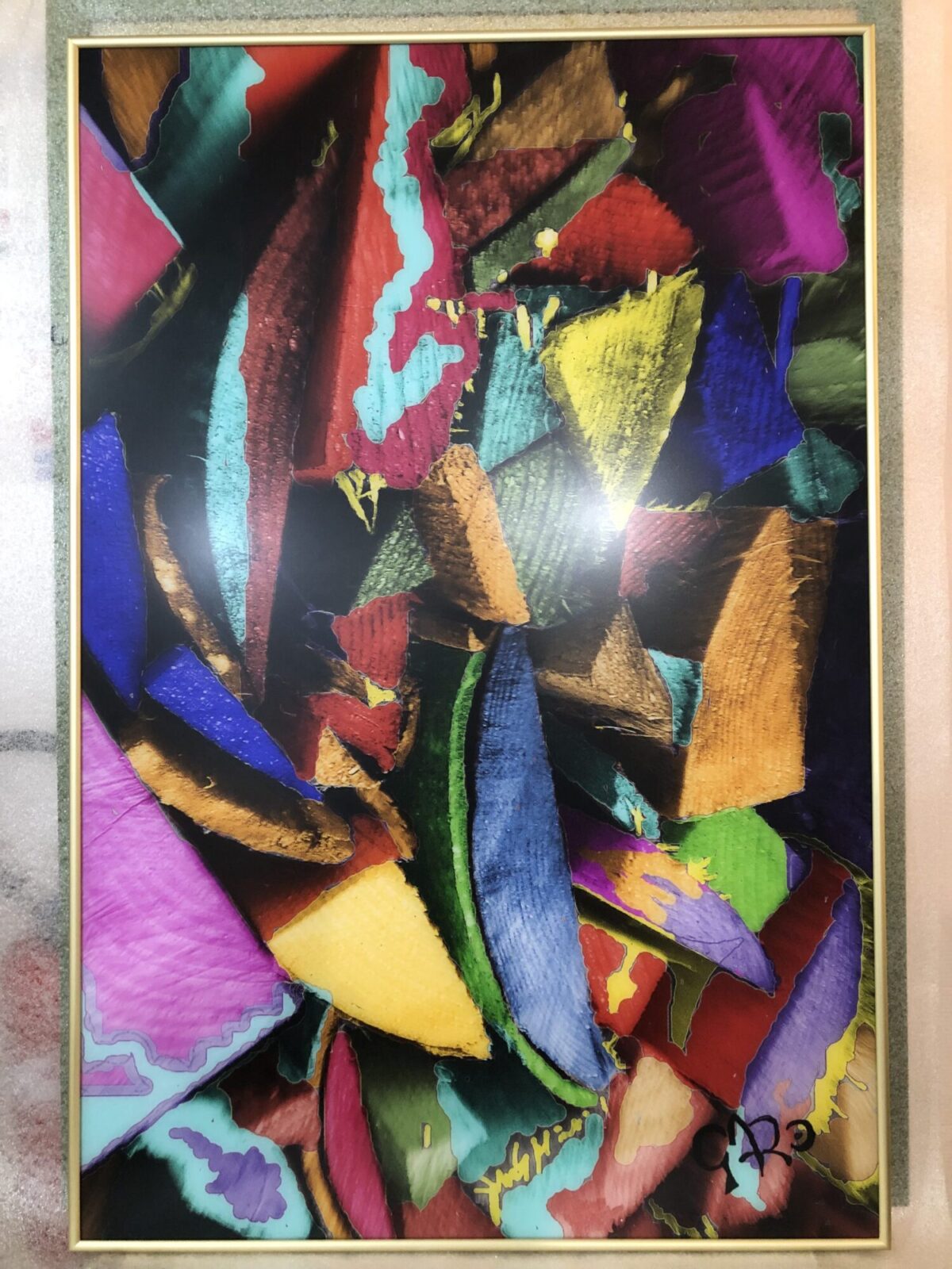 OUVRE ORIGINALE FAITE PAR C GAREAU SUR PLAQUE D'ALU
ENCADREMENT BAGUETTE ALUMINIUM DE CHEZ NIELSEN OR MAT FAIT PAR L'ENCADREUR FACE À LA MER DES Sables d'Olonne À LA GALERIE BLANCHE