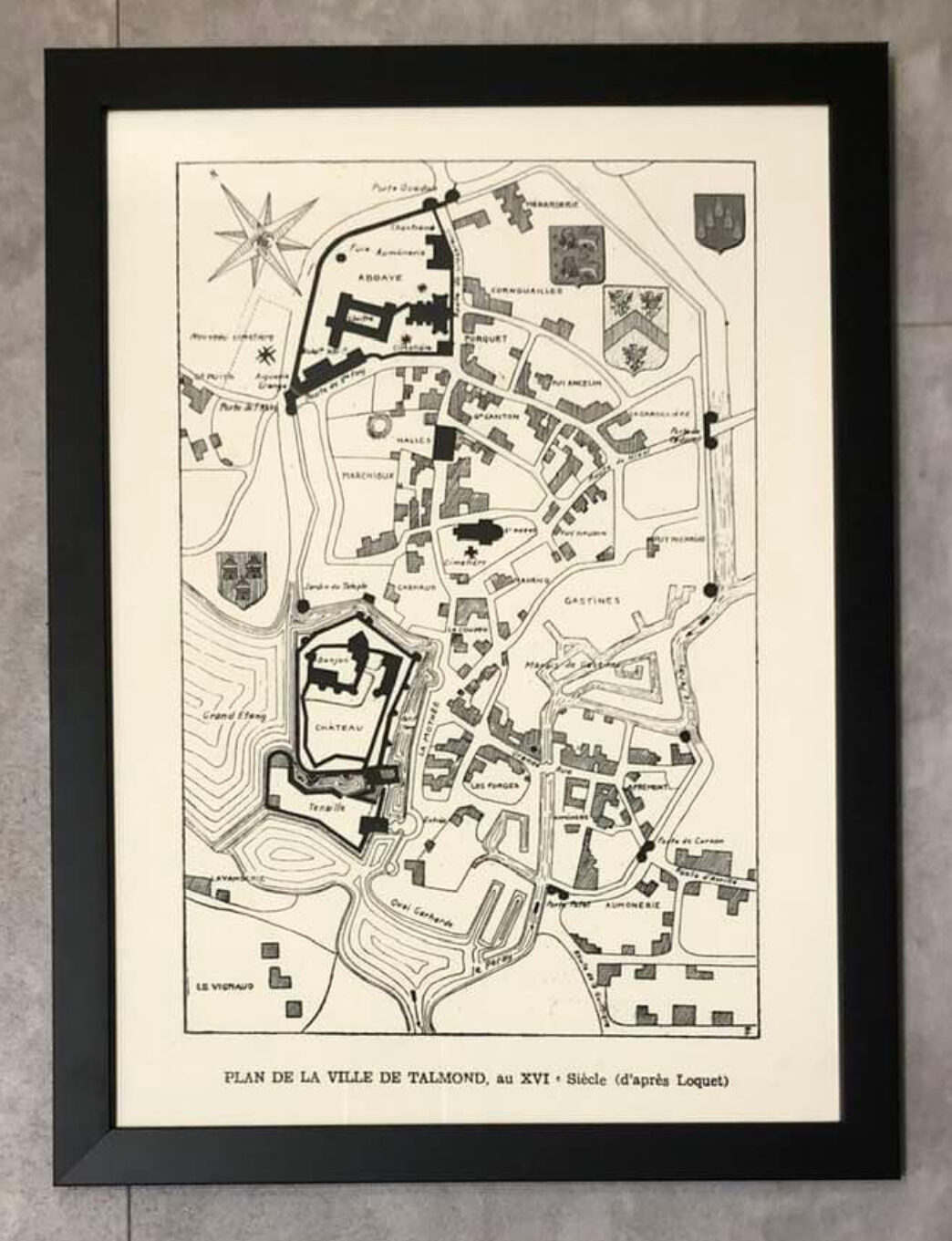 PLAN DE TALMONT DU XVI SIÈCLE D'APRÈS LOQUET
BAGUETTE SOBRE NOIRE MAT MOULUREX
RÉALISÉ PAR L'ENCADREUR LES SABLES D'OLONNE VENDÉE