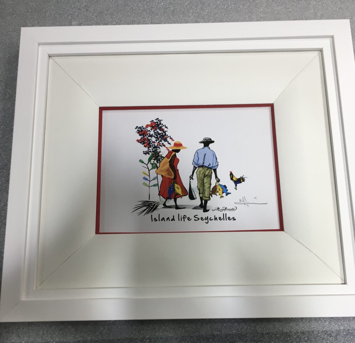 SOUVENIR DES SEYCHELLES
Travail passe partout personnel 
double encadrement baguettes Eurobaguettes